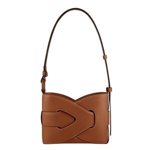 Polene Brown Geometric Leather Shoulder Bag